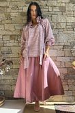Nonni Gingham Poet Blouse Indian Pink